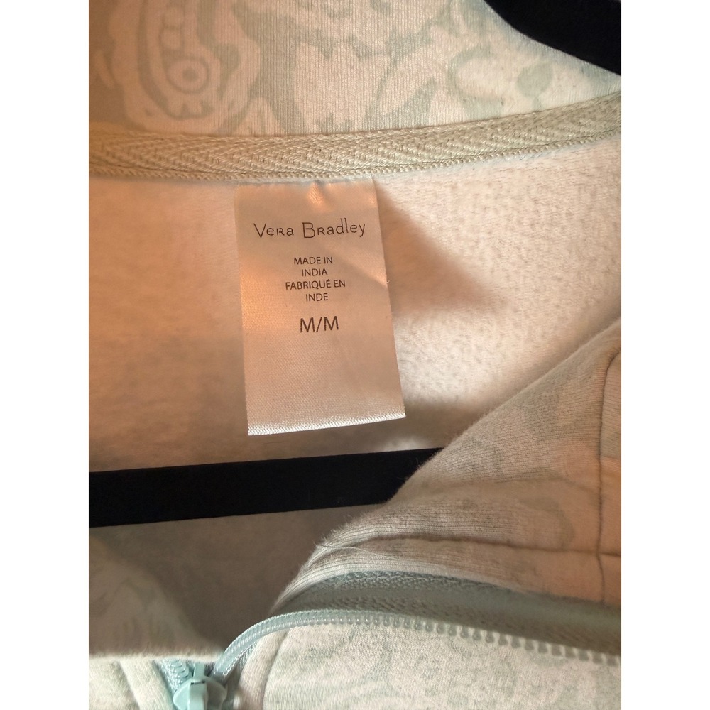 Vera Bradley Womens Light Blue Paisley Floral Fleece Quarter Zip Pullover Size M - Picture 4 of 7